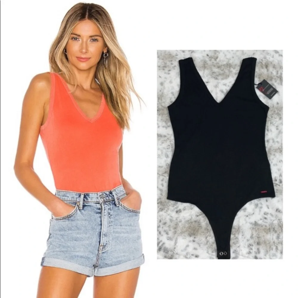 🆕 NWT N:Philanthropy Mystic V Neck Tank Top Black Bodysuit